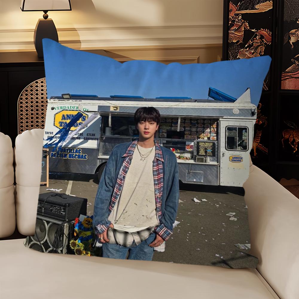 Hot Kpop Boy Pillow Case Sofa Living Room Headboard Bedroom Backrest Cushion Square Cushion  J-jin-Music Cool Nap Time