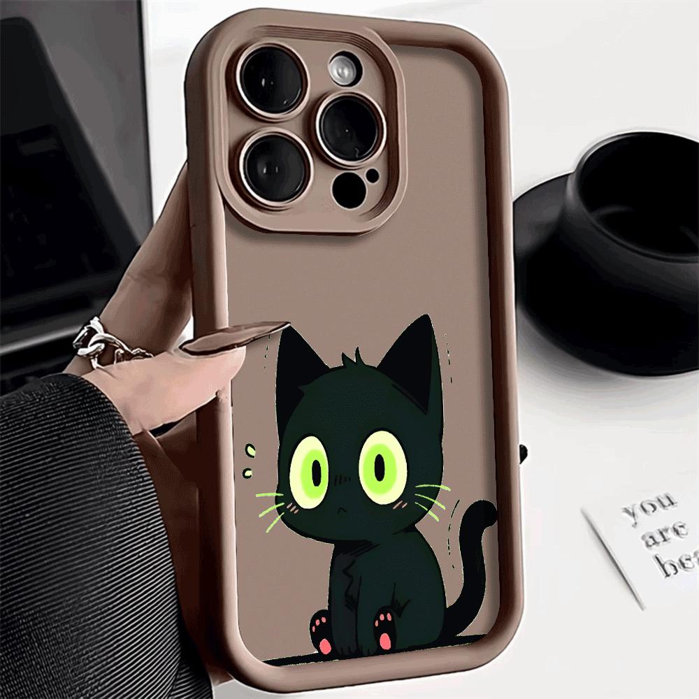 Cartoon Black Cat UV Print Phone Case For Xiaomi Redmi Note 14 13 12 11 10 9 8 7 Pro/Plus 4G 5G Shockproof Anti-Scratch Cover