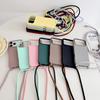 Matte Silicone Soft Case For iPhone 17 Pro Max Air 16 15 13 12 11 14 Plus Crossbody Lanyard Necklace Anti-Lost Cord Strap Cover