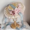 Lolita Headdress Elegant Tea Party Straw Hat Sweet Flower for Sun Hats for Women