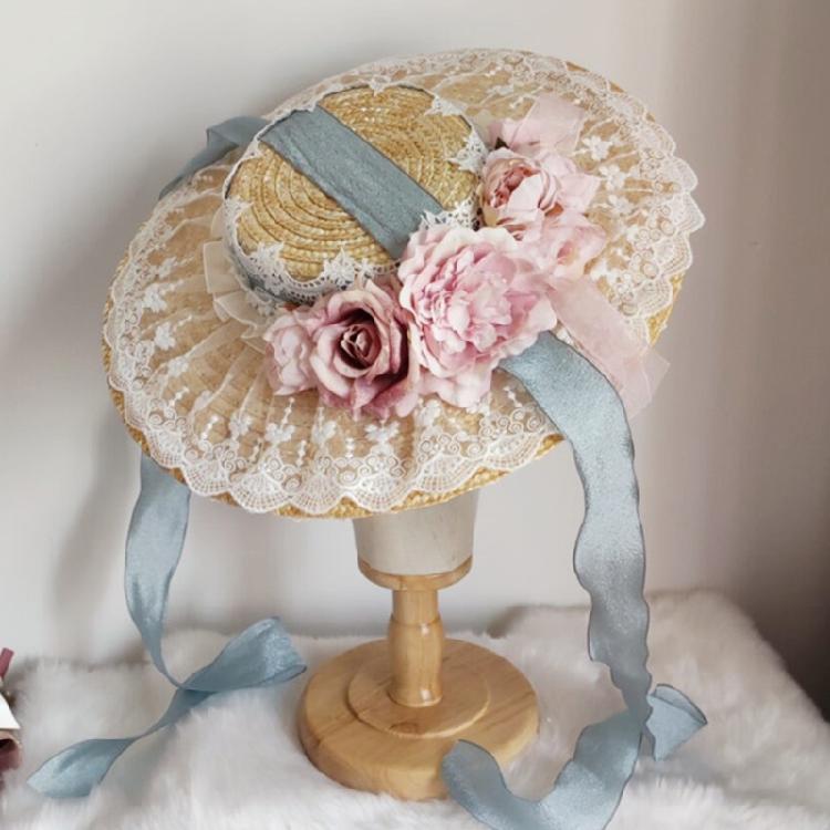 Lolita Headdress Elegant Tea Party Straw Hat Sweet Flower for Sun Hats for Women