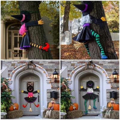 Halloweenská čarodějnice objímající strom Dekorace: Venkovní závěsná ozdoba