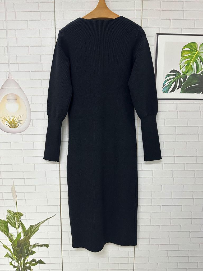 European Style 2026 Red Knit Sweater Dress with Coat Layer for Women - Autumn/Winter Collection