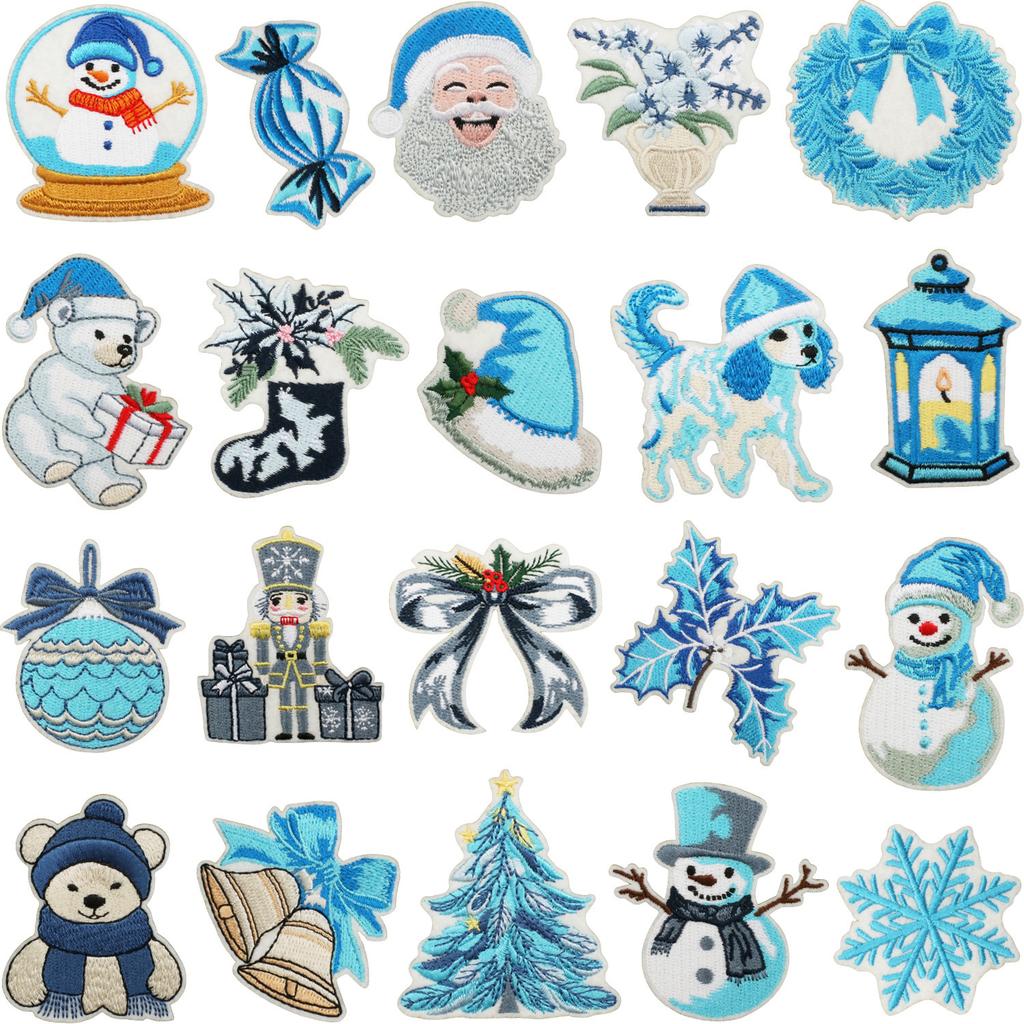 Christmas Theme Embroidery Cloth Sticker Bag Clothes Decoration Snowflake Bell Patch Sticker Gift Computer Embroidery Stamp Ironing