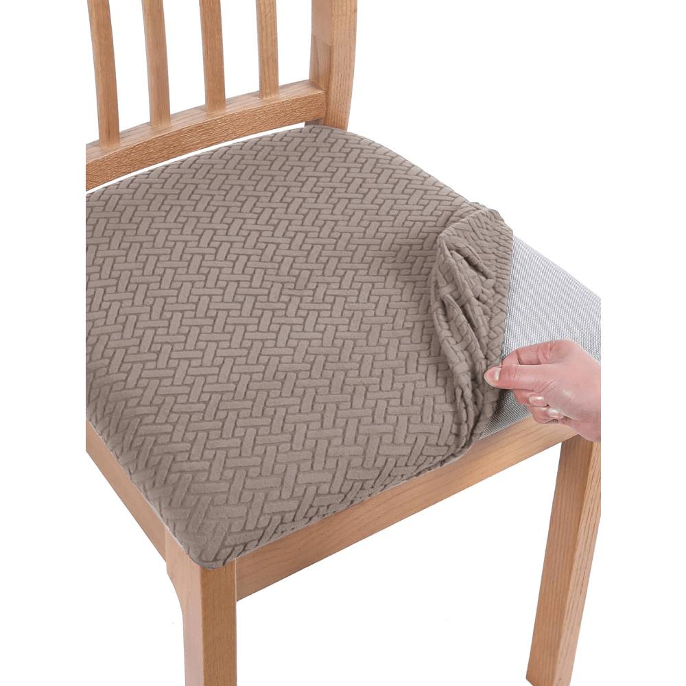 Jacquard Chair Seat Cover Dining Room Chair Slipcover Taupe 1pc 1PC 713₽