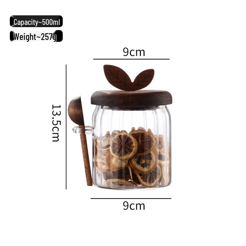 Shangqi Glass Storage Jar with Acacia Wood Lid and Spoon
