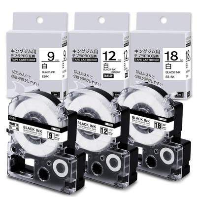 Bande Tepra Compatible Airmall 9 mm 12 mm 18 mm Blanc Compatible avec les Unités Principales King Jim Tepra King Jim SS9K SS12K SS18K Texte Blanc Longueur 8 m Compatible