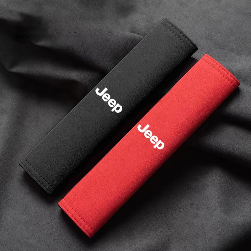 2Pcs Car Seat Belt Cover Shoulder Pad Auto Accessories For Jeep Grand Cherokee Wrangler JK Gladiator Compass Renegade Patriot
