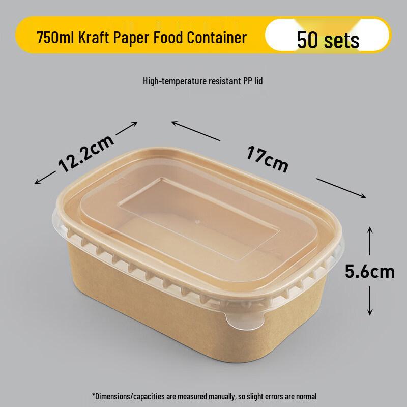 ZISIZ Disposable Kraft Paper Rectangular Lunch Box