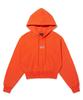 W Chrome Tag Crop Hoodie - Red Orange