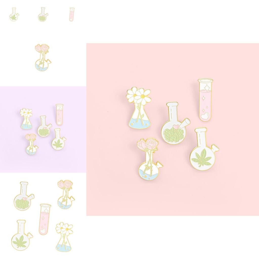 Unique Cartoon Creative Floral Vase Brooch Daisy Rose Alloy Unisex Decorative Pin