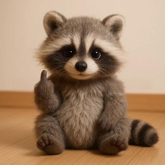 Funny Middle Finger Plush Toy Cute Animal Stuffed Raccoon Panda Bull Cat Plush Dolls Funny Gifts for Sarcastic Friends