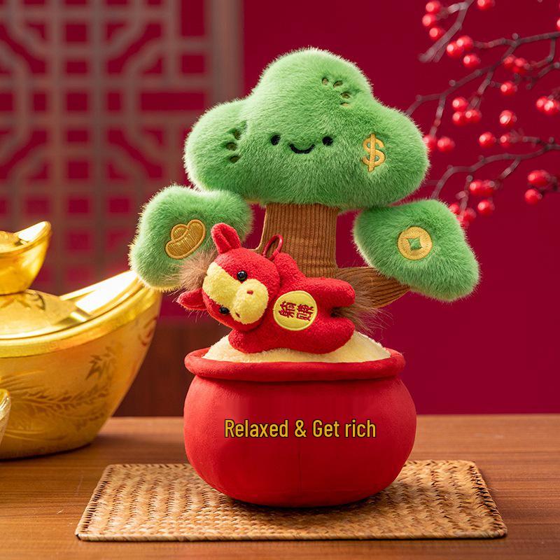 2026 Year of the Horse Plush Mascot - Lying Wealthy Horse Gift Toy for New Year Celebrations