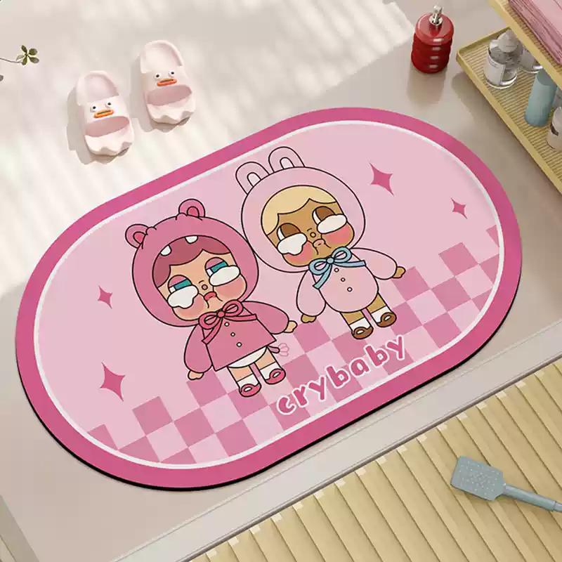 Water Absorbent Bathroom Mat Crybaby Home Use Silicon Dendroid Toilet Entrance Anti Slip Quick Dry Foot Pad Bathroom Supplies
