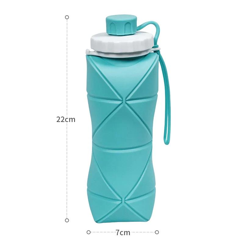 600ml Outdoor Sports Travel Water Bottle Silicone Folding Portable Folding Water Bottle High Temperature Resistant Reusable