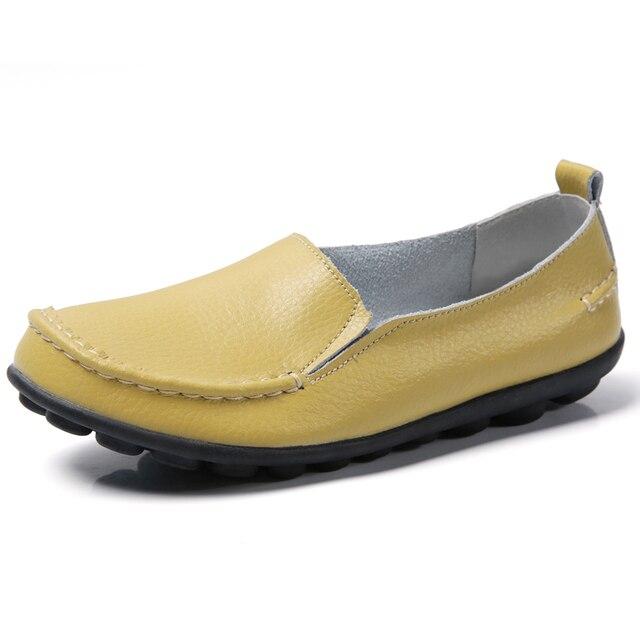 Women Flat Shoes Woman Soft Casual Shoes Leather Flats Ladies Shoes Femme Slip On Loafers Plus Size