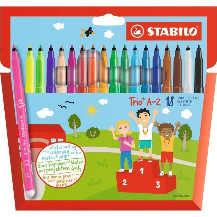 Feutres de coloriage - STABILO - Trio A-Z - 18 pièces - Pointe moyenne - Ergonomiques