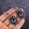 Natural Tanzanite Quartz Gemstone Copper Wire Wrap Jewelry Earring 2.64" V7B44