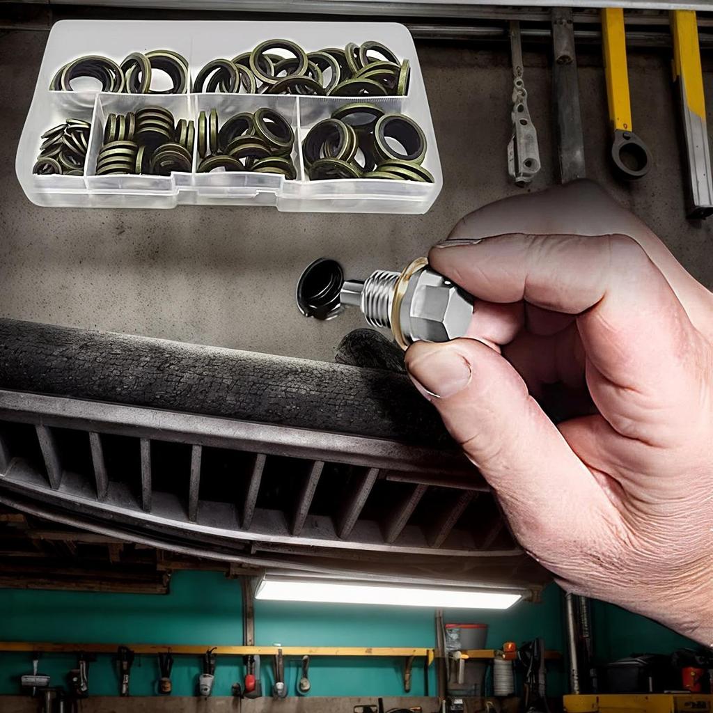 Drain Plug Washer Gasket, 100x Assorted Plug Sealing Gasket Kit, M6-M16 Automotive Replacement