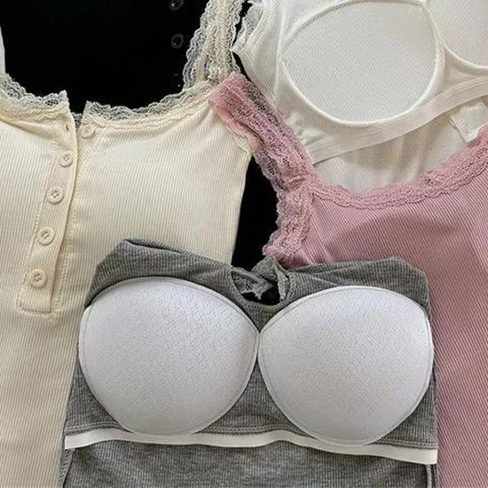 Women s Summer Lace Camisole Tank with Built-in Bra Pads S (up to 30 kg)