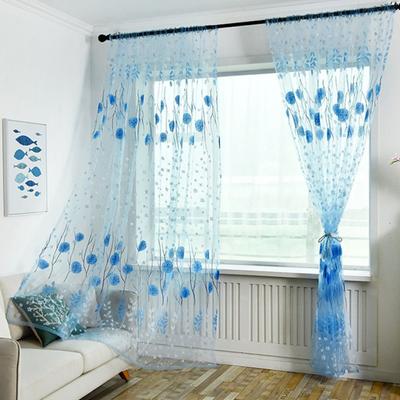 Gázová záclona se vzorem květin, romantická tylová záclona, moderní okenní závěsy, ložnice