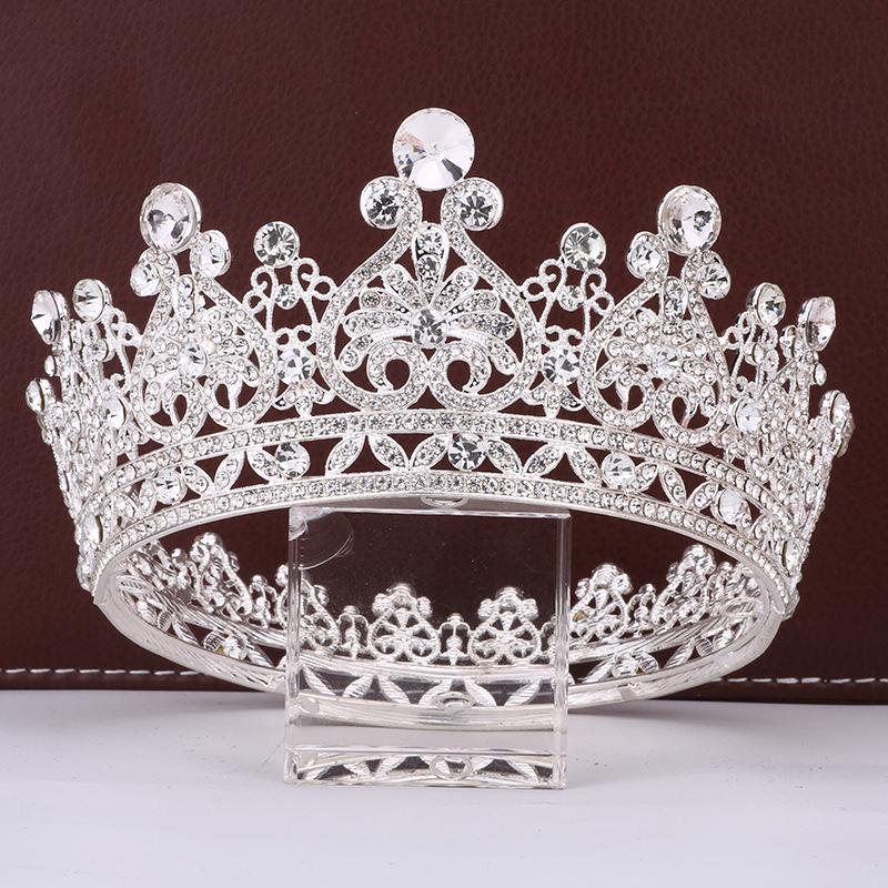 Baroque Bridal Crown Palace Feng Shui Diamond Round Crown Queen Beauty Pageant Catwalk Wedding Dress Tiara