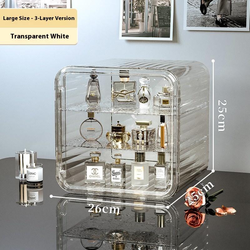 Cosmetics Storage Box Light Luxury Dust Box Dresser Perfume Skin Care Products Powder Mask Large Capacity Storage Shelf