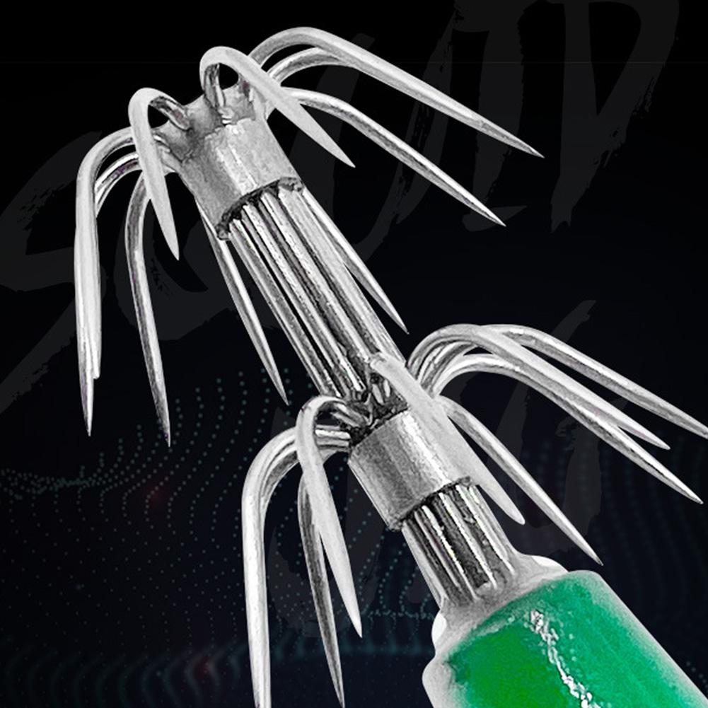 Luminous Artificial Squid Hook Horizontal Prawn Hook 80mm Wood Shrimp Cuttlefish Hard Bait for Cuttlefish Sea Fishing