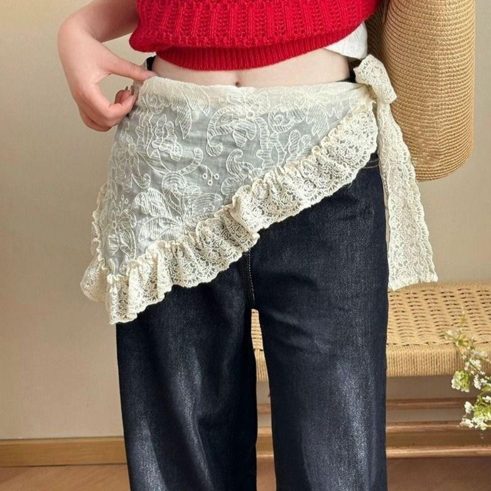 Ethnic Style Lace Headband Embroidered Embroidered Flower Scarves All-match Skirt Curtain  Women