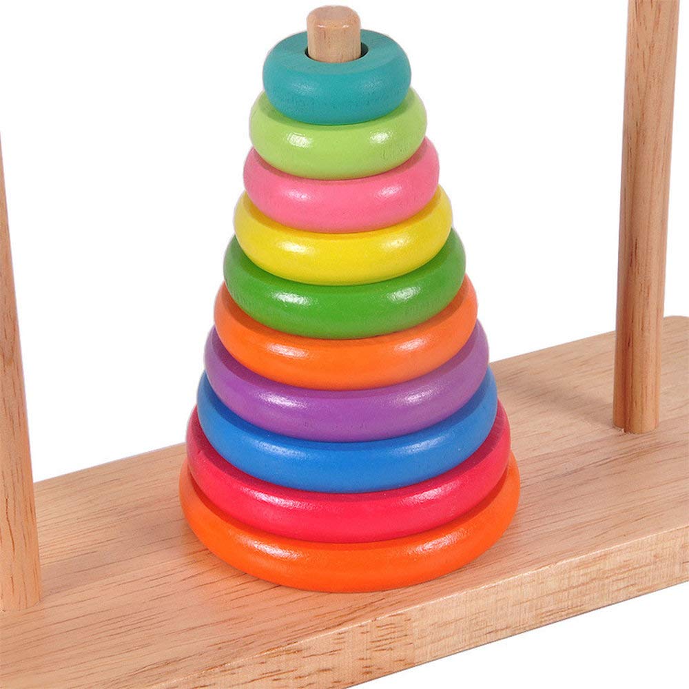 Torre de Matemática Lifepower de 10 Peças Coloridas de Madeira Atemporal Treinamento Cerebral Seguro Adequado para Maiores de 3 Anos e Quebra-cabeça Torres de Hanói, Passos. enigma. Diversão. jogos. a base de água
