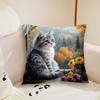 Charming Cat Themed  Cushion Cover Pillow Case Plush Fabric Soft Double Sided Print Sofa Cushion Cover Throw Pillow Covers