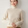 Top-tier Women's Slim-Fit Cashmere Turtleneck with Rolled Hem - Perfect for Autumn and Winter.
