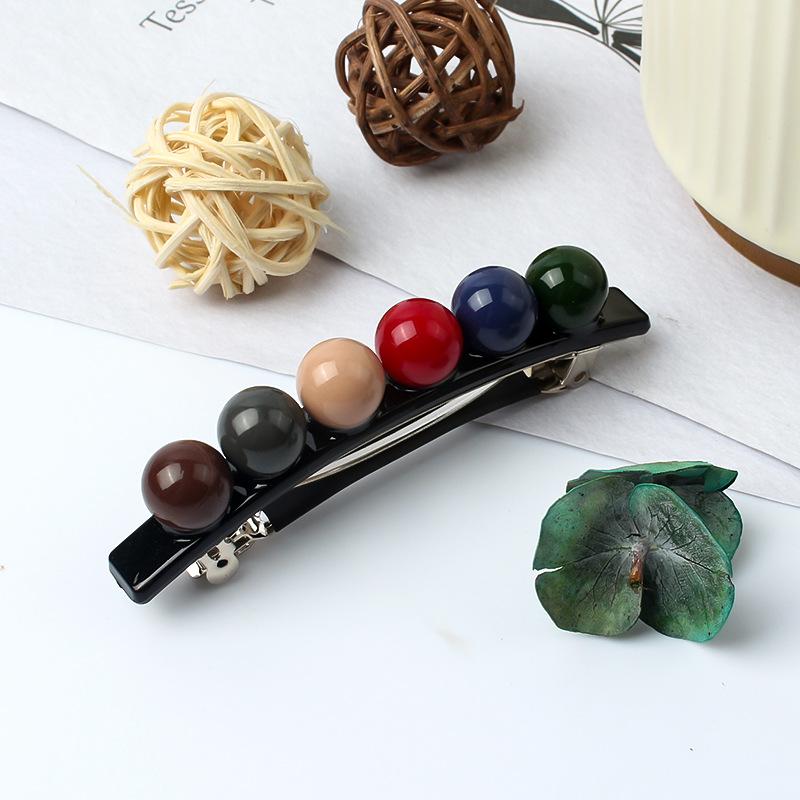 Fashion Korean style imitation pearl hairpin spring clip ladies personality wild one word hairpin headdress hair accessories new