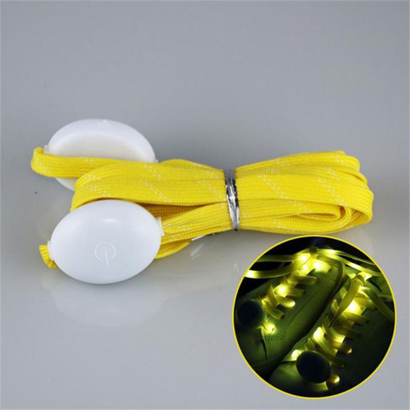 2 st LED Sport Lysande Skosnören Lysande Skosnören Runda Flash Light Skosnören Batterier Ingen Knytning Lata Skosnören Festdekoration