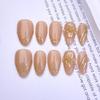 3D Stereo Carved Short Almond Nails: Handmade, Wearable Autumn/Winter Mirror Powder Style