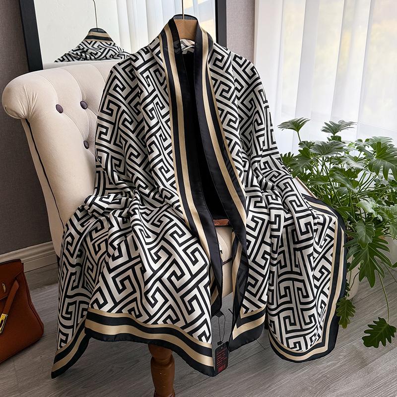 High-End Silk Scarf Women'S Silk Imitation Silk Long Ribbon Decorative Sunscreen Scarf Versatile Scarf Explosion