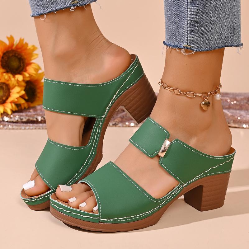 Casual Slingback Slides Shoes Women Summer Lightweight Hollow Sandals High Heels New Dress Chunky Open Toe Slippers Female