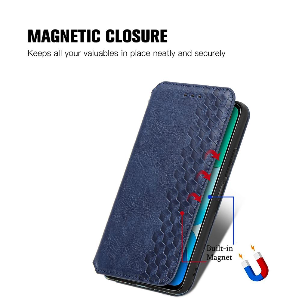 For Xiaomi Redmi 13 5G/13 4G PU Leather Case Rhombus Imprint Wallet Stand Phone Cover
