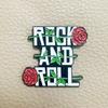 "Rock and Roll" Funny Rose Flower Letter Brooch Badge for Backpacks and Hats Unique Gift Accessory