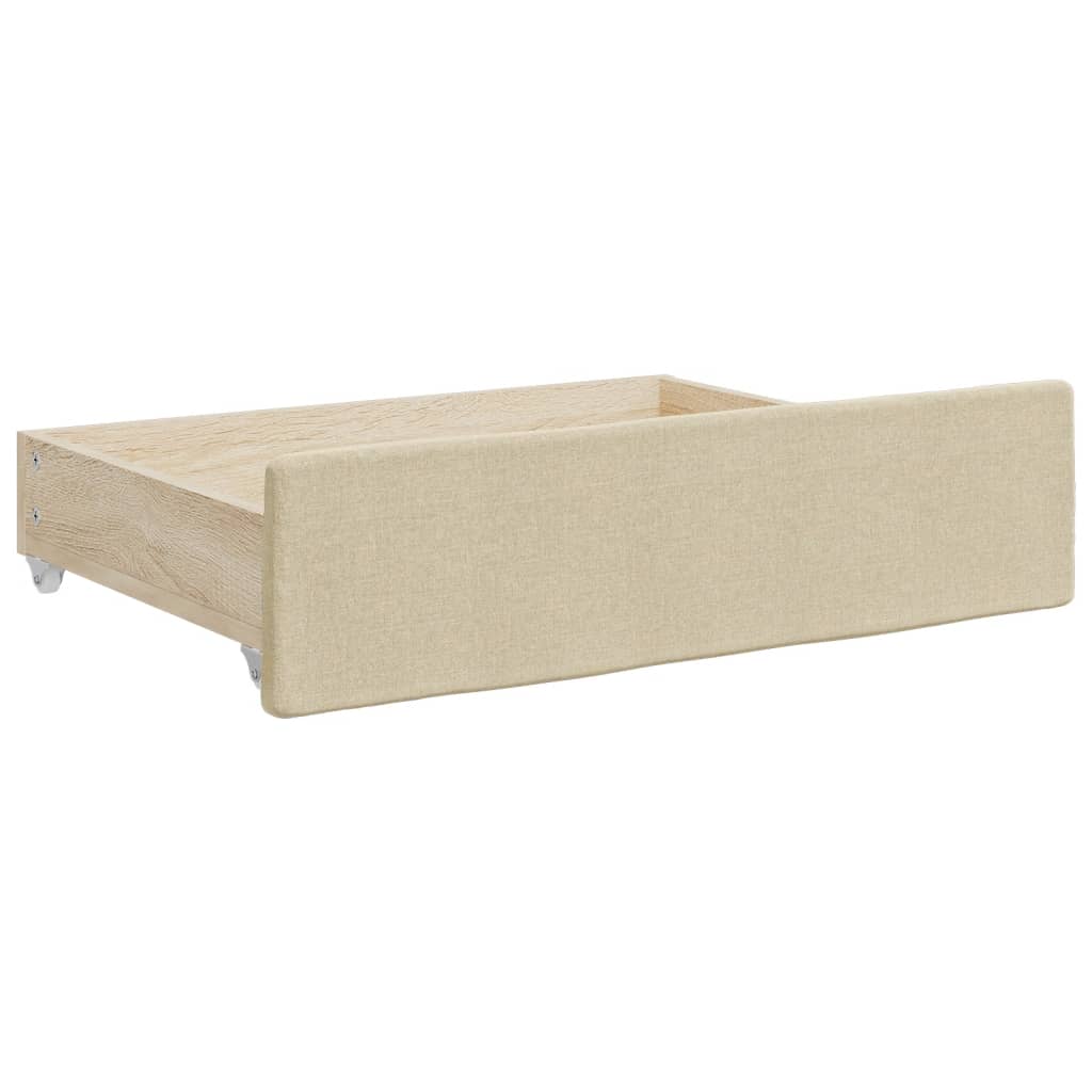 Extendable Daybed with Drawers Cream 80x200 cm Fabric
