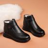 Mid and Old Age Women's Winter Cotton Shoes Mom's Genuine Leather Short Boots Grandma' Non-slip Warm Fleece Lined Shoes