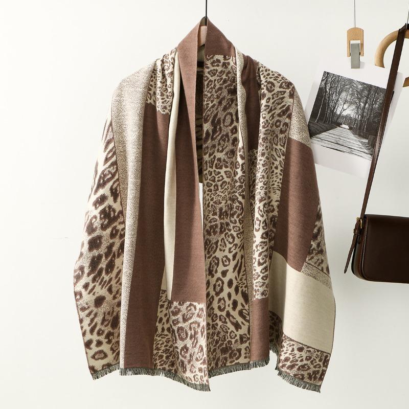 New Hot-selling Leopard Print Imitation Cashmere Versatile Long Towel Women's Office Air-conditioned Room Thickened Warm Trend Scarf