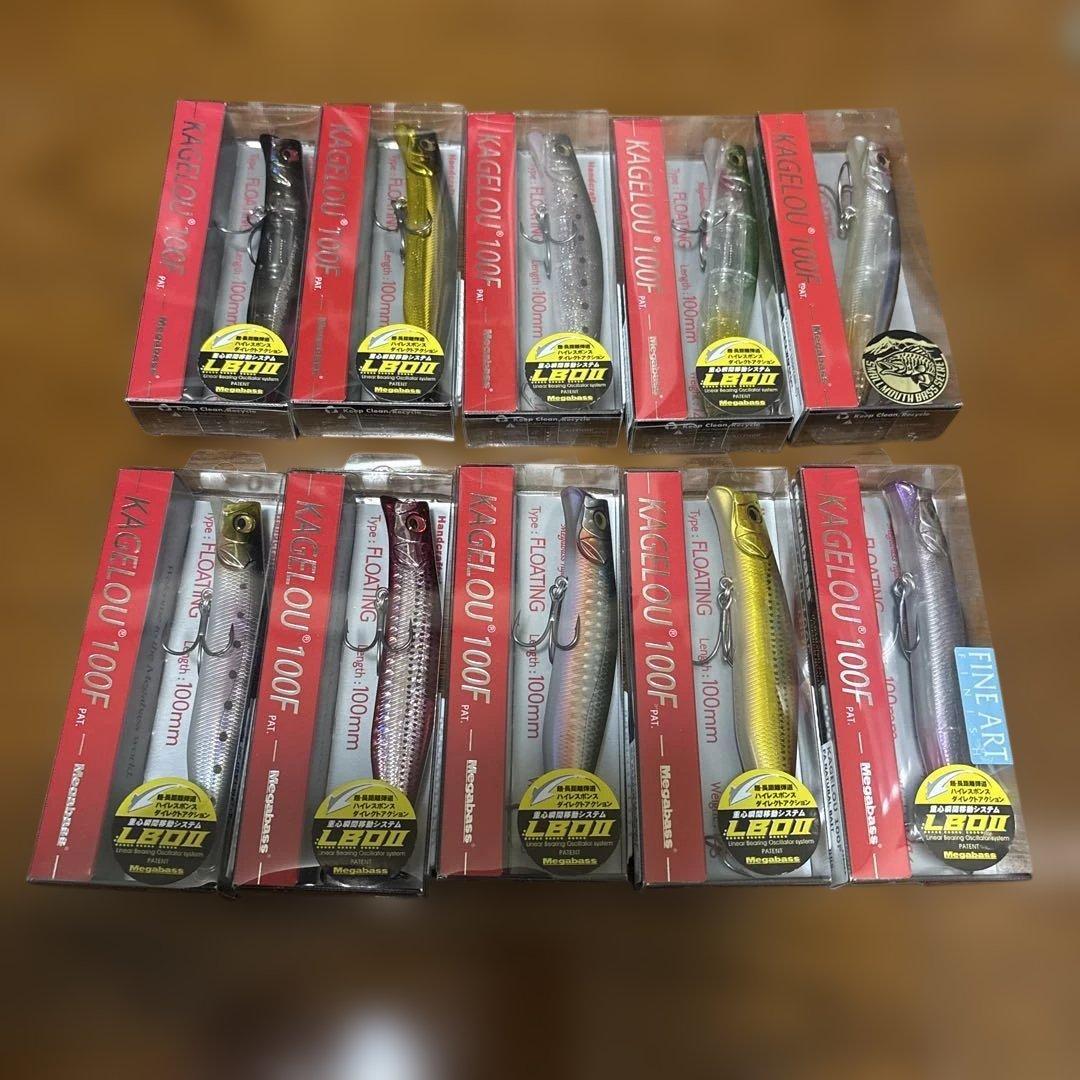 Used Megabass KAGELOU 100F lure set of 10 new and unused