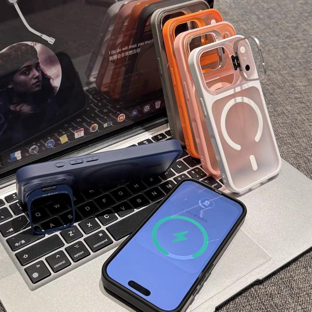 IPhone18PROMAX Skin Matte Magnetic Mobile Phone Case for Apple 17 Lens Holder Protective Case