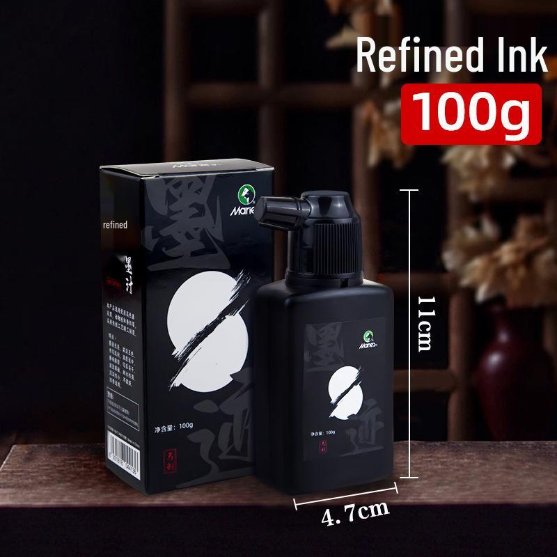 Mali Golden Calligraphy Ink – 500g Bottle, 100g Brush; Ideal for Chinese Painting & Calligraphy.