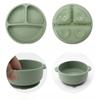 Children's Silicone Tableware Set Two-ear Bowl Integrated Silicone Dinner Plate Baby Food Bib Maternal and Infant Complementary Food Suction Cup