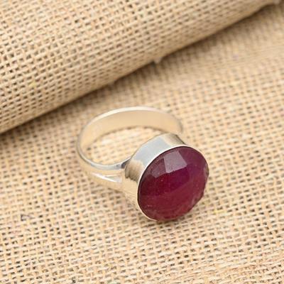 Kaschmirischer roter Rubin-Edelstein, handgefertigter Ring aus 925er Sterlingsilber, Schmuck für Sie