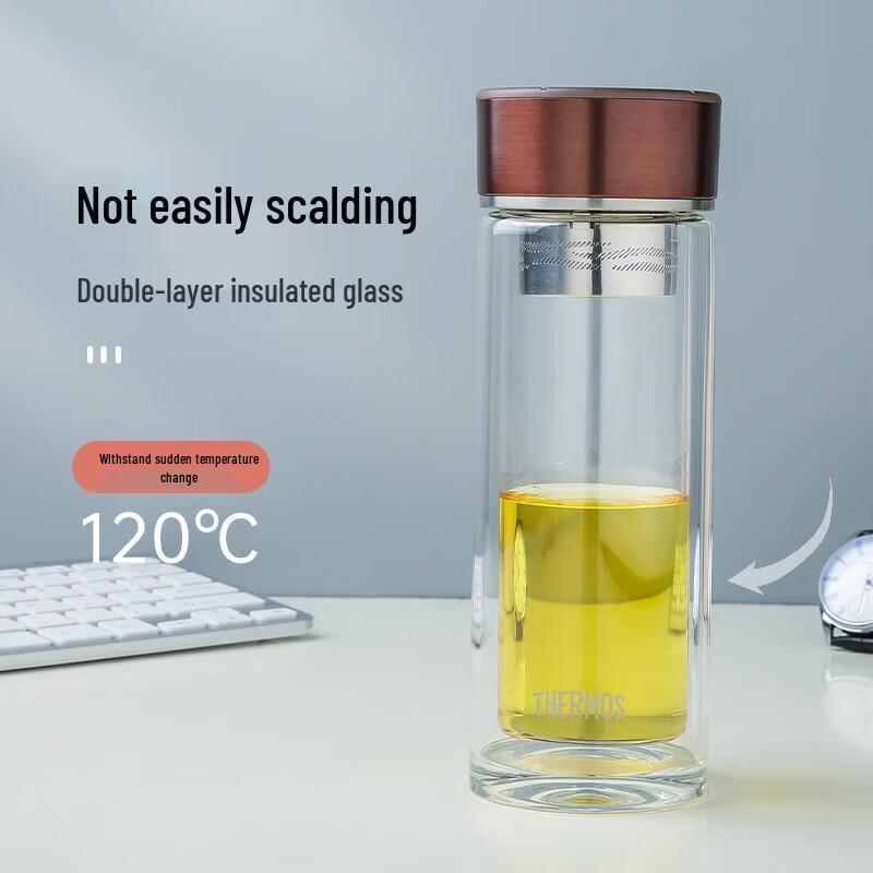 THERMOS TCGD-300 Double-Layer Glass Tea Infuser Bottle