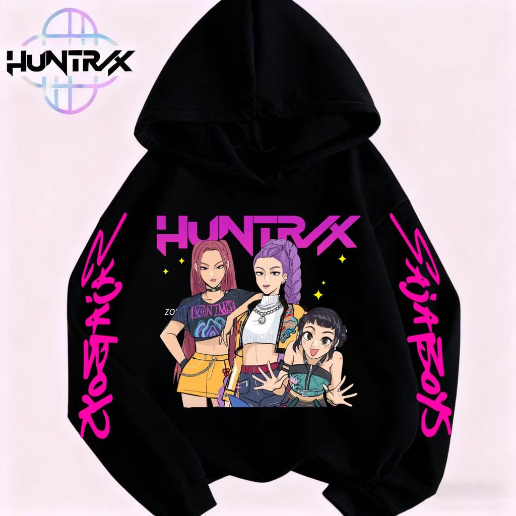 HUNTRIX SAJABOYS K-POP Group Boy Girl Pullovers Hoodie Outdoor Street Sports Casual Loose Children Long-sleeve Warm Sweatshirt