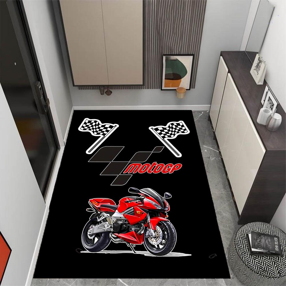 Tappeti Antiscivolo a Tema Logo Fiamme MotoGP - Arredamento per la Casa in Poliestere, Adatti per Camere da Letto, Soggiorni, Ingressi, Studi e Decorazioni